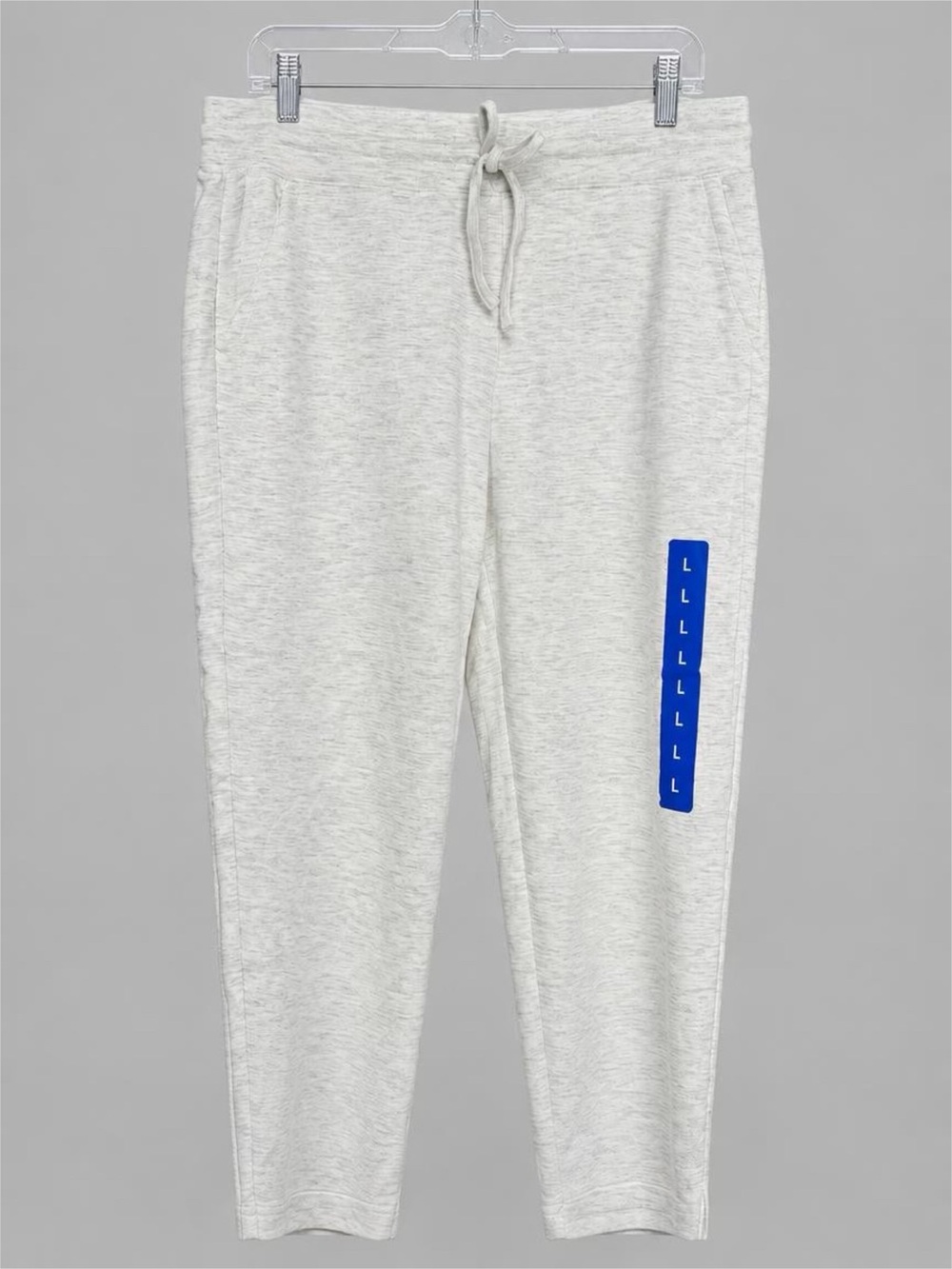 Women’s Light Gray Heather Jogger Pants - Casual Drawstring Bottoms NWT - L